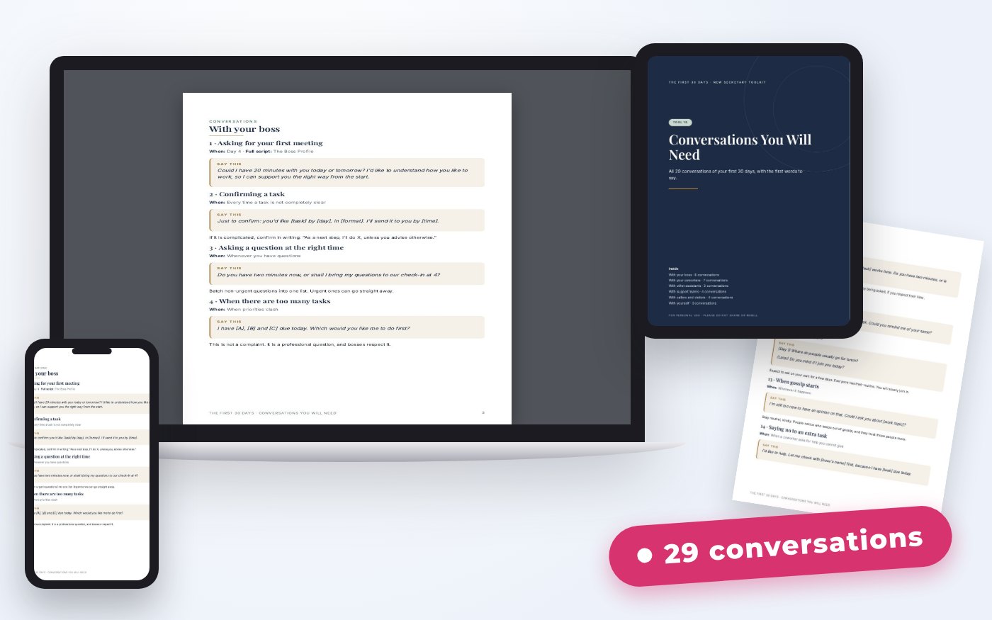 Conversations You Will Need on a laptop, tablet, phone and printed